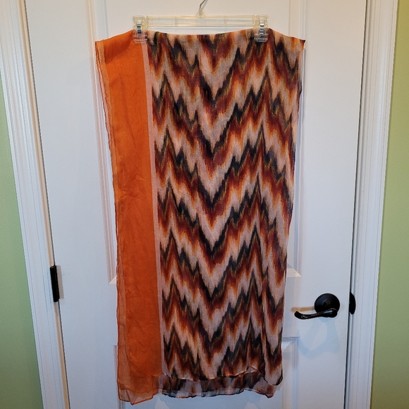 Scarf orange and multicolor Sheer Abstract 68 in x 38 in Colorful - Picture 1 of 4